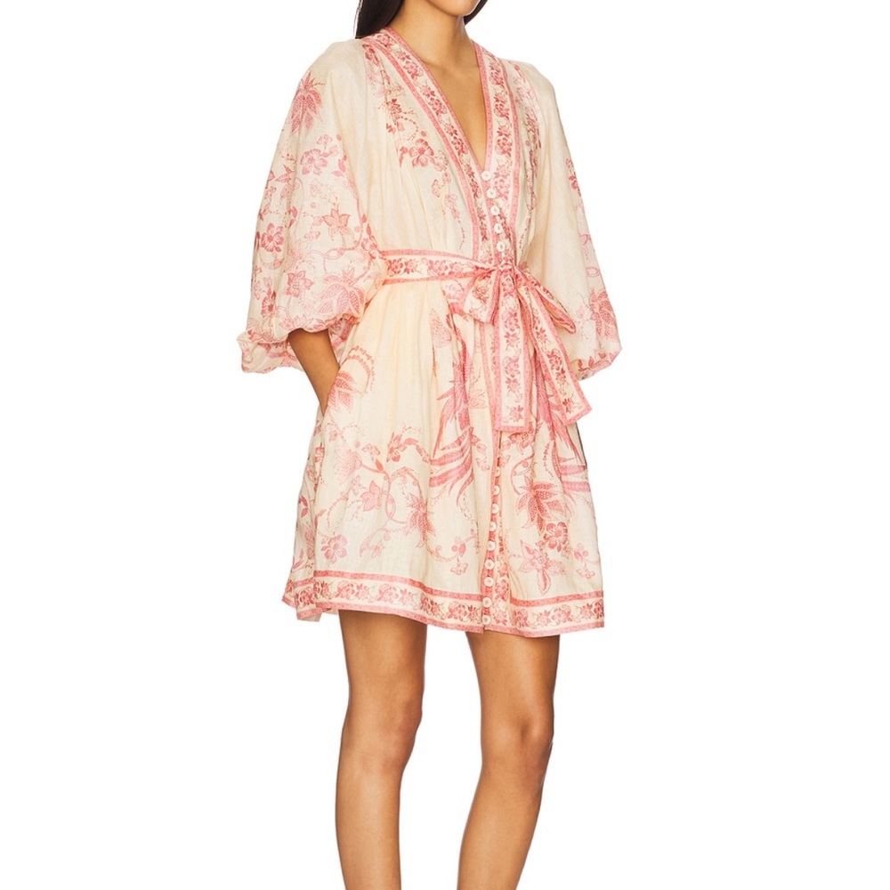 Zimmermann Cream and Pink Floral Mini Dress
